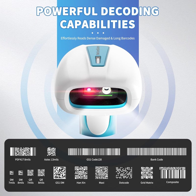 NetumScan 2D QR Industrial Barcode Scanner, IP67 Waterproof Shockproof, 2600mAh, Handsfree Auto-Scan for Medical, Warehouse, Retail, iOS, Android Windows RD-1962(NS) - Image 4